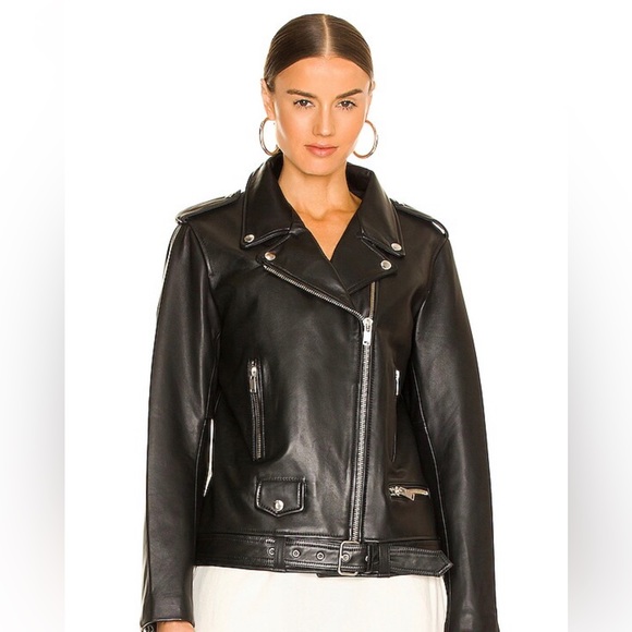 ☑️SOLD☑️ Ena Pelly Oversized New Yorker Biker Jacket in Black & Silver - Picture 9 of 16